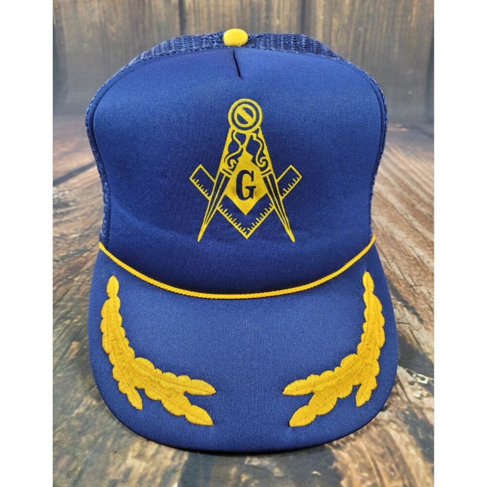 Vintage Free Mason Trucker Snapback Dad Hat Ball Baseball Cap Corded Rope Blue